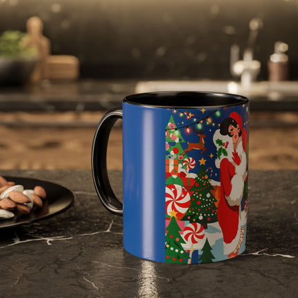 🦌🍬 The Lady Of The Peppermint Christmas Garden Colorful Mug – Colorful Art Deco Holiday Fantasy