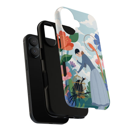 🦜🌺 The Lady Of The Garden Aviary Phone Case – Art Deco Floral Whimsy