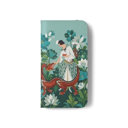 🐉🌿 The Dragon Keeper Flip Case – Art Deco Floral Fantasy