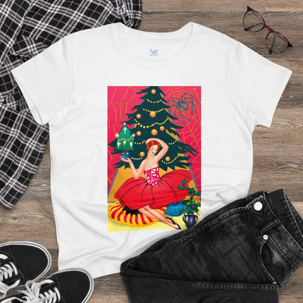 Art Deco Christmas Enchantment Women's Midweight Cotton Tee