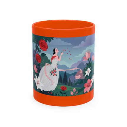 🌹💌 The Lady Blowing Kisses In The Rose Garden Ceramic Mug – Art Deco Floral Romance