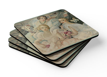 Les Femmes Fatales by Gerda Wegener Corkwood Coaster Set