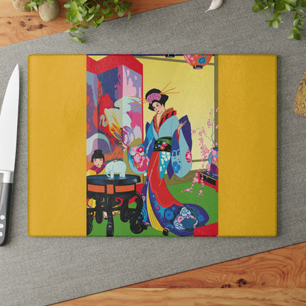 A Timeless Journey by Umberto Brunelleschi Glass Cutting Board