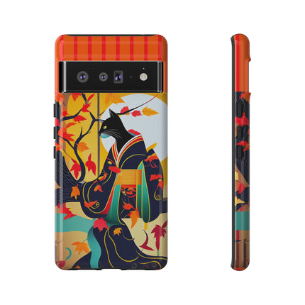 Black Cat in Kimono Phone Cases