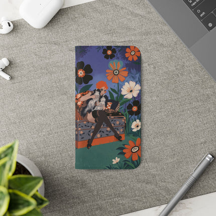 🌺🐈 The Lady Of The Midnight Garden Cat Flip Case – Art Deco Floral Fantasy