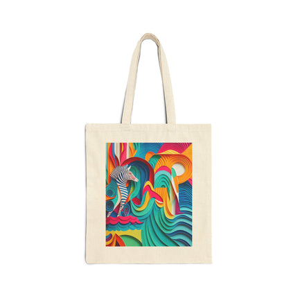 Surfing Zebra Cotton Canvas Tote Bag