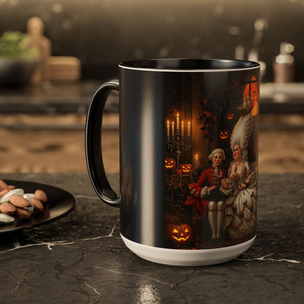 🌙🎃 The Moonlit Pumpkin Parlor Colorful Mug – Elegant Halloween Charm