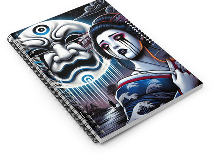 Geisha’s Black Ink Tears Beneath the Kabuki Moon Spiral Notebook - Ruled Line