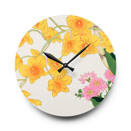 Golden Bow Orchid by Tanigami Kônan Acrylic Wall Clock, Round and Square