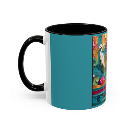 Elegant Egret Oasis Colorful Mugs (11oz, 15oz)