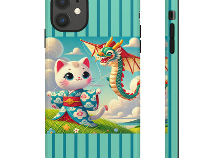 Geisha Kitten and the Dragon Kite Phone Cases