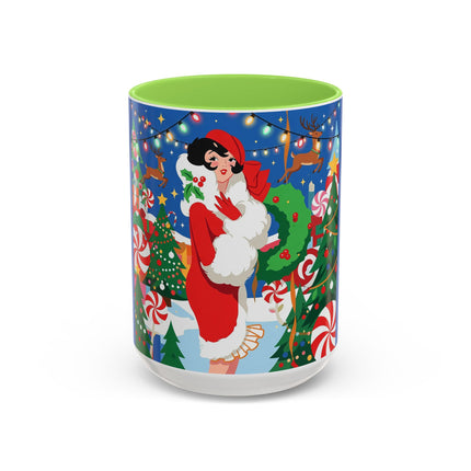 🦌🍬 The Lady Of The Peppermint Christmas Garden Colorful Mug – Colorful Art Deco Holiday Fantasy
