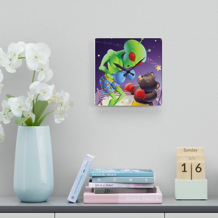 Cosmic Clash Acrylic Wall Clock, Round and Square