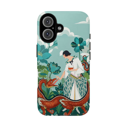 🐉🌿 The Dragon Keeper Phone Case – Art Deco Floral Fantasy