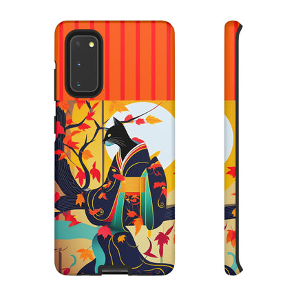 Black Cat in Kimono Phone Cases