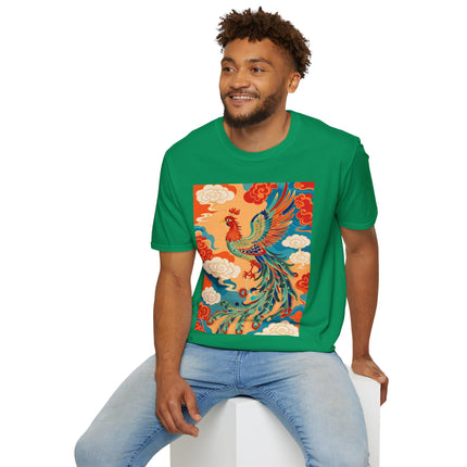 🐦🌞 The Celestial Phoenix Softstyle T-Shirt – Golden Clouds & Mythical Splendor
