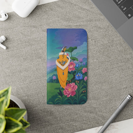 🌸🏔️ The Lady Of The Lotus Valley Flip Case – Art Deco Botanical Reverie