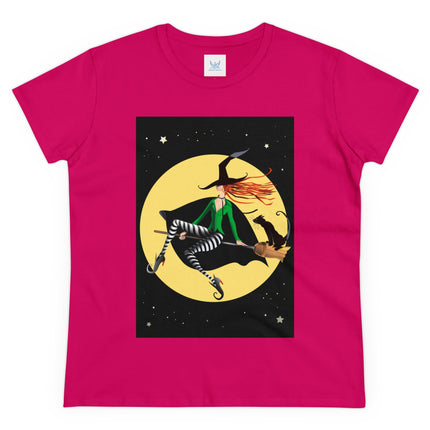 A Witch’s Moonlit Flight Women's Midweight Cotton Tee