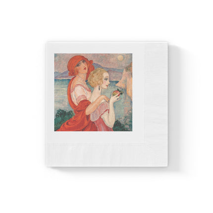 Sur la Route d'Anacapri by Gerda Wegener White Coined Napkins