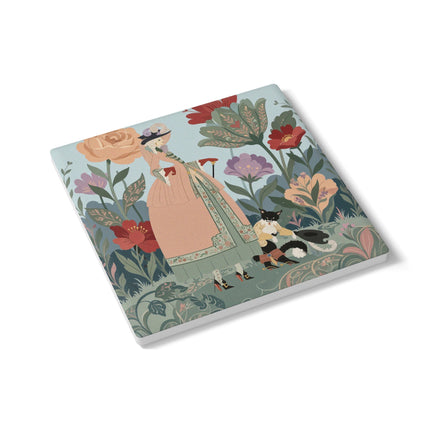 🌹🐩 The Garden Of Little Gentlemen Ceramic Coaster – Art Deco Floral Whimsy