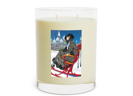 Elegant Winter Woman in Sleigh Scented Candle - Full Glass, 11oz