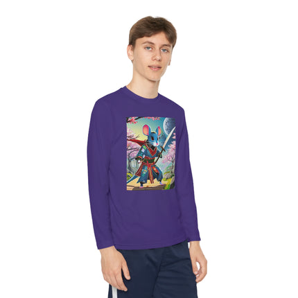 Cyber Samurai Rat Youth Long Sleeve Competitor Tee – Neon Warriors & Futuristic Adventure
