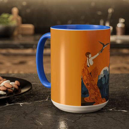 Falcon Mistress Colorful Mugs – Art Deco Majesty & Mythic Freedom