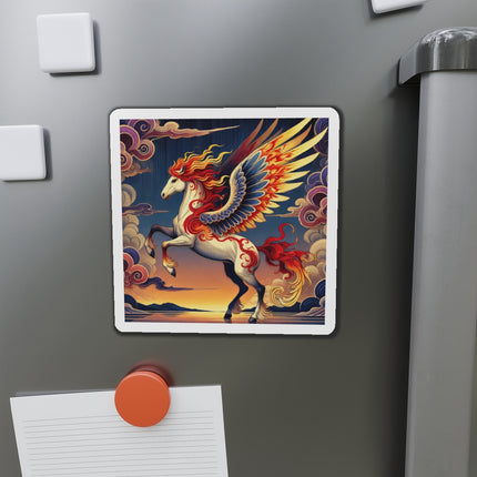 Flame-Winged Horse at Sunset Die-Cut Magnets (4 Sizes)