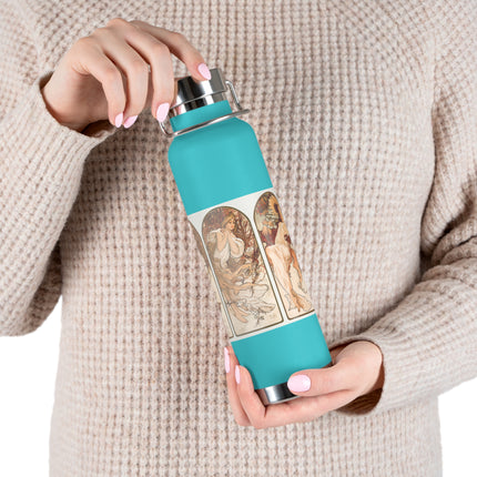 The Seasons by Alphonse Maria Mucha Copper Vacuum Insulated Bottle, 22oz