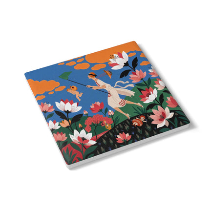 🪁🌺 The Lady Of The Flying Garden Ceramic Coaster – Art Deco Floral Fantasy
