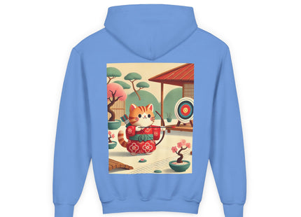 Archer Kitten in the Zen Garden Youth Heavy Blend Hooded Sweatshirt
