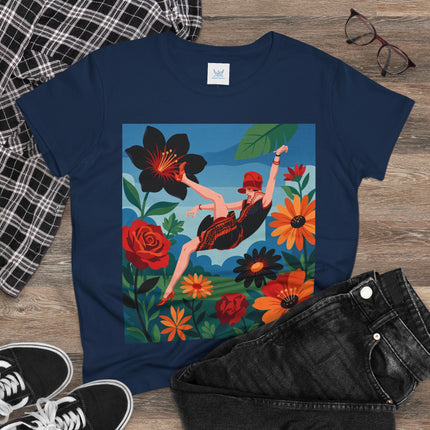 🌺✨ The Lady In The Fabulous Flowers Cotton Tee – Art Deco Floral Fantasy
