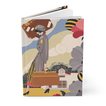 🧳🌸 The Lady Of The Grand Garden Departure Hardcover Journal – Art Deco Travel Whimsy