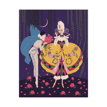🌹🌙 The Lady Of The Moonlit Rose Masquerade Matte Vertical Poster – Art Deco Fashion Illustration