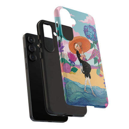 🌊☂️ The Lady Of The Flowered Seashore Phone Case – Art Deco Seaside Fashion