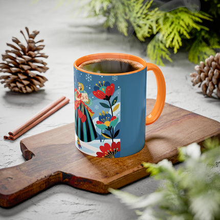 ❤️❄️ The Winter Heart Messenger Colorful Mug – Art Deco Snow Garden Fantasy