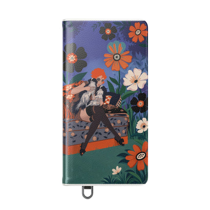 🌺🐈 The Lady Of The Midnight Garden Cat Flip Case – Art Deco Floral Fantasy