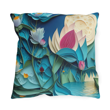 Ethereal Moonlit Lake Outdoor Pillows
