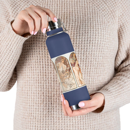 The Seasons by Alphonse Maria Mucha Copper Vacuum Insulated Bottle, 22oz