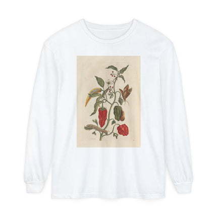 Botanical Pl.15 by Maria Sibylla Merian Garment-dyed Long Sleeve T-Shirt