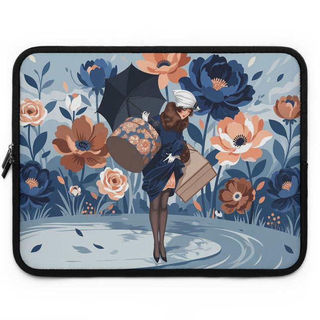 ☂️🧳 The Lady Of The Traveling Garden Laptop Sleeve – Art Deco Floral Adventure