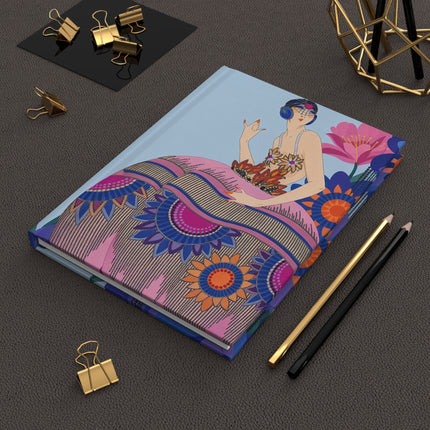 🌸🎭 The Lady Of The Carnival Blossom Garden Hardcover Journal – Art Deco Floral Extravagance