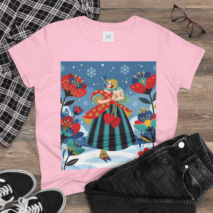 ❤️❄️ The Winter Heart Messenger Cotton Tee – Art Deco Winter Enchantment