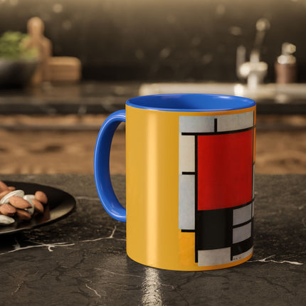 Composition with Red, Yellow, Blue, and Black by Piet Mondrian Colorful Mugs (11oz, 15oz)