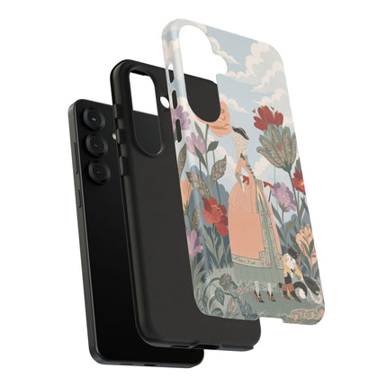 🌹🐈 The Lady And Puss In Boots Phone Case – Art Deco Floral Whimsy