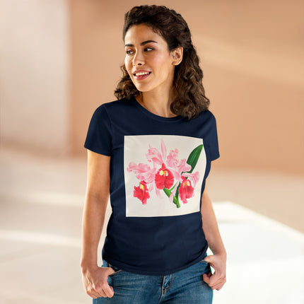 Cattleya gigas by Jean Jules Linden Women's Midweight Cotton Tee