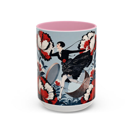 ❤️🌺 The Scarlet Blossom Dancer Colorful Mug – Art Deco Fashion Whimsy