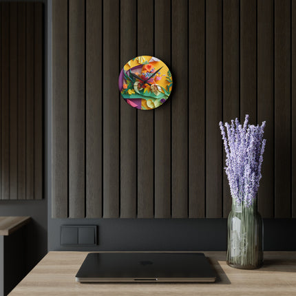 Origami Bicycle Acrylic Wall Clock, Round and Square
