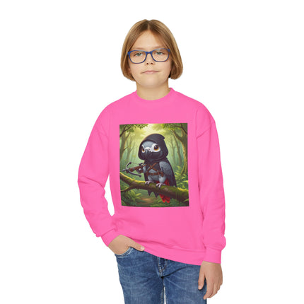 The African Grey Sentinel Youth Crewneck Sweatshirt – Wisdom, Courage & Woodland Adventure