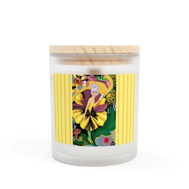 Enchanted Pansy Elegance Frosted Glass Candle, 11oz